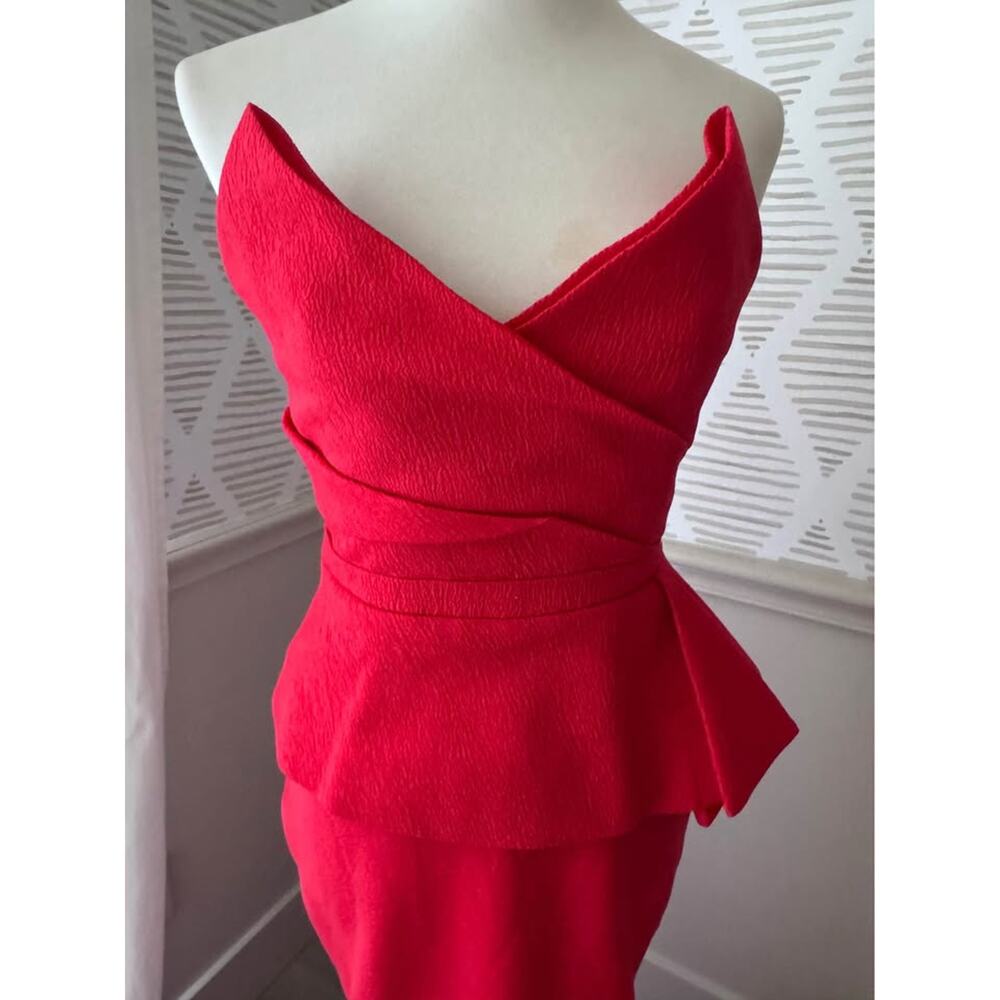 BCBGMaxAzria Women’s Size 4 Gracie Red Strapless Peplum Red Formal Gown Dress - Picture 4 of 10